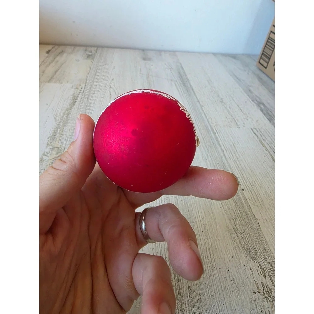 Vintage Merry Christmas candle stencil red ball ornament Xmas tree